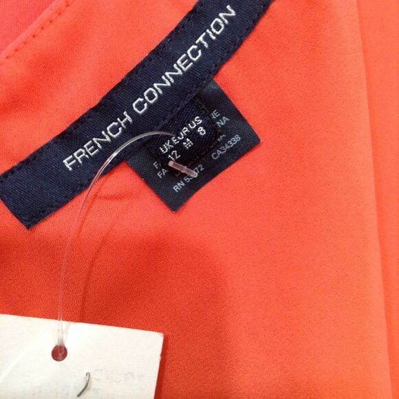 French Connection Orange Aleza Short Sleeve Crepe Self-Tie Jumpsuit Sz 8 - Picture 5 of 7